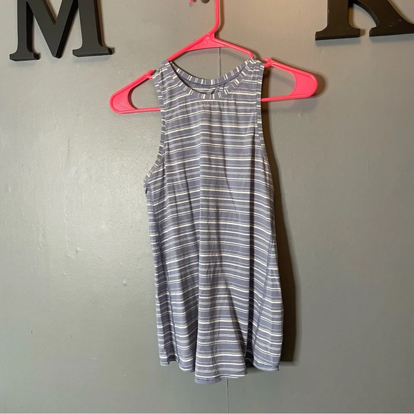 Lululemon All Tied Up Tank Top Size 6 Cut Back Stripe Tempest Blue White - Picture 1 of 7
